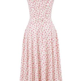 Carmen White Rosebud Print Cotton Bustier Sundress - Image 4