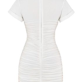 ExhaleMistress Rocks  White Cotton Gathered Cutout Mini Dress - Image 4